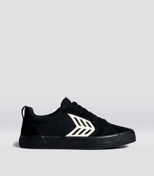 CATIBA PRO Low All Black Suede and Canvas Ivory Logo Sneaker Men