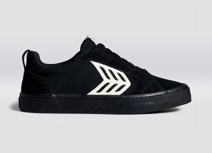 CATIBA PRO Low All Black Suede and Canvas Ivory Logo Sneaker Men