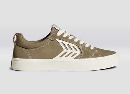 CATIBA PRO Low Burnt Sand Suede and Canvas Contrast Thread Ivory Logo Sneaker Women