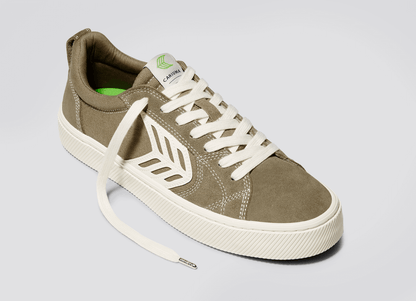 CATIBA PRO Low Burnt Sand Suede and Canvas Contrast Thread Ivory Logo Sneaker Men