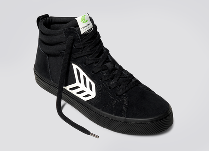 CATIBA PRO High All Black Suede and Canvas Ivory Logo Sneaker Men