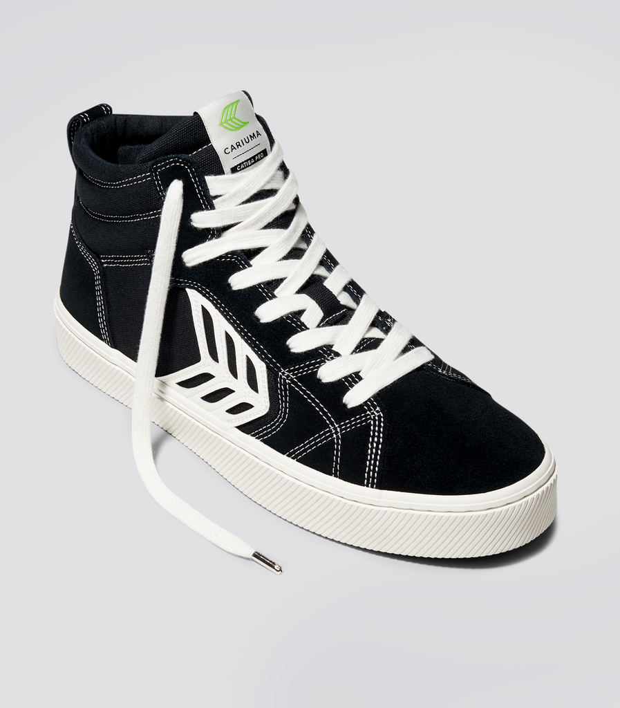 CATIBA PRO High Black Suede and Canvas Contrast Thread Ivory Logo Sneaker  Women