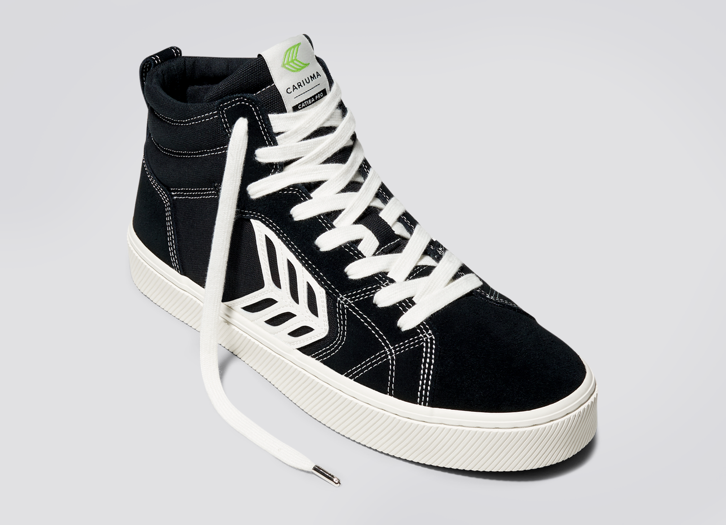 CATIBA PRO High Black Suede and Canvas Contrast Thread Ivory Logo Sneaker Women