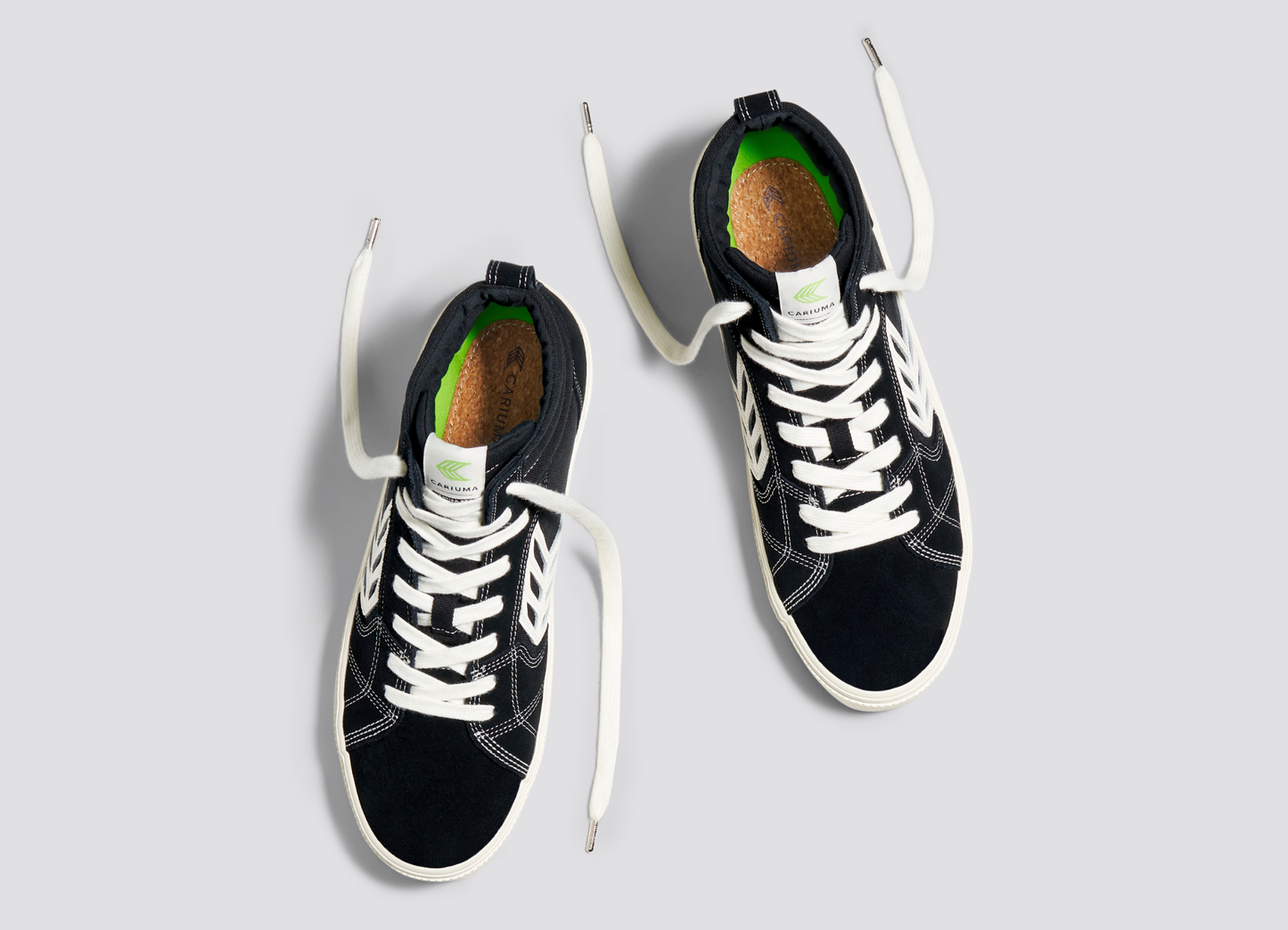 CATIBA PRO High Black Suede and Canvas Contrast Thread Ivory Logo Sneaker Women