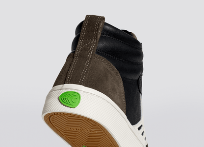 CATIBA PRO High Black Premium Leather Dark Khaki Suede Ivory Logo Sneaker Women