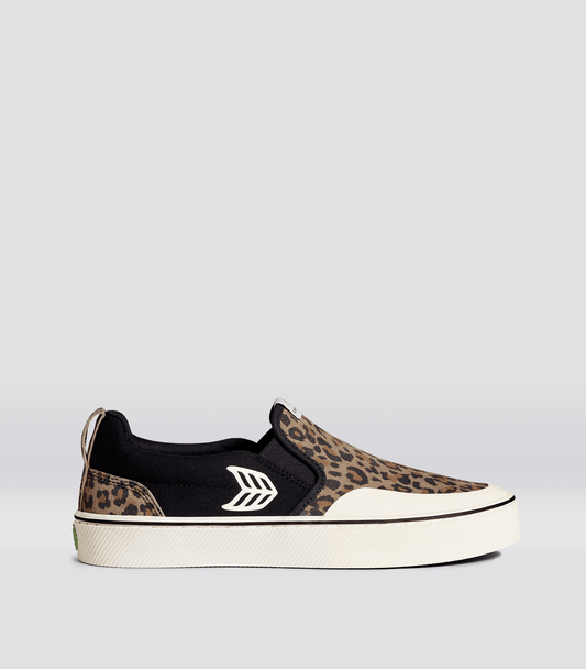 SLIP-ON PRO Leopard Print Suede Black Canvas Ivory Logo Sneaker Men