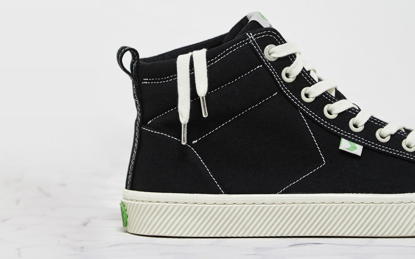 OCA High Washed Black Canvas Contrast Thread Sneaker Women