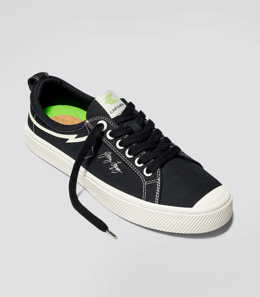 CARIUMA: Men's Low Top Gerry Lopez Black Canvas Sneakers | OCA Low