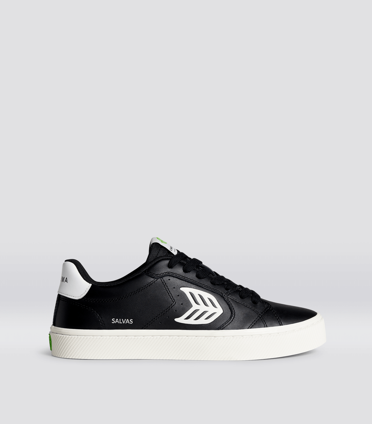 SALVAS Black Leather Off-White Logo Sneaker Men