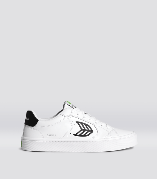 SALVAS White Leather Black Logo Sneaker Women