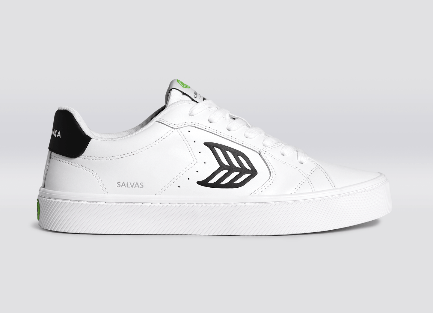 SALVAS White Leather Black Logo Sneaker Men