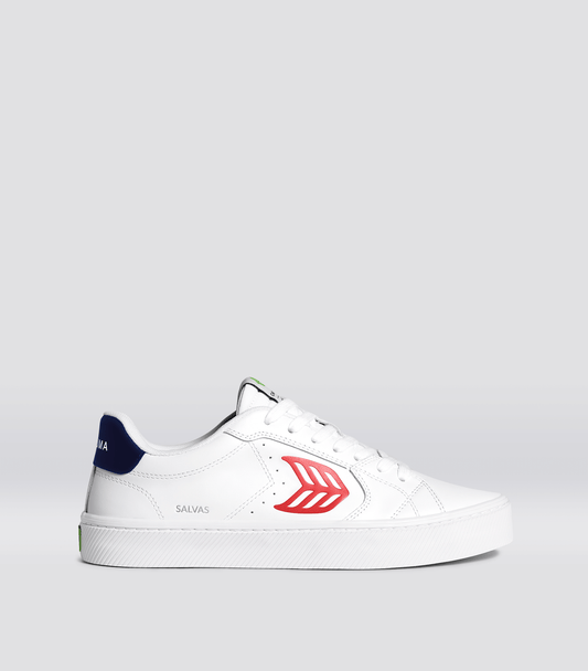 SALVAS White Leather Red Logo Navy Sneaker Women