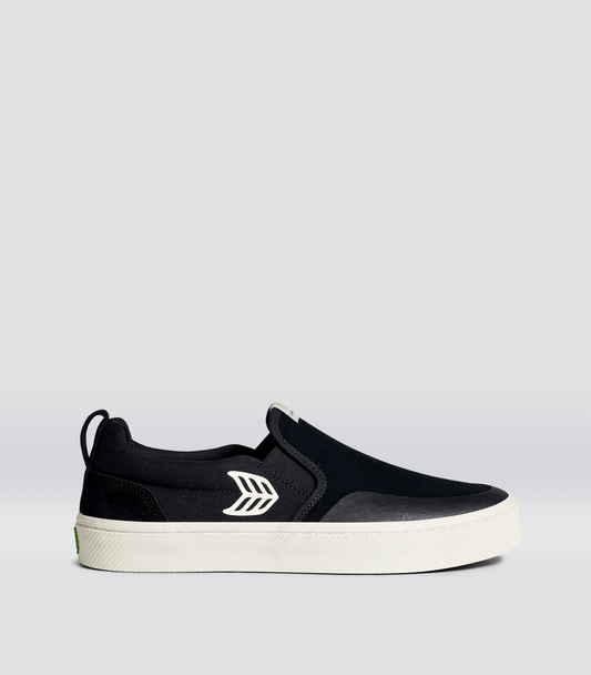 SLIP-ON PRO Black Suede and Canvas Ivory Logo Sneaker Men