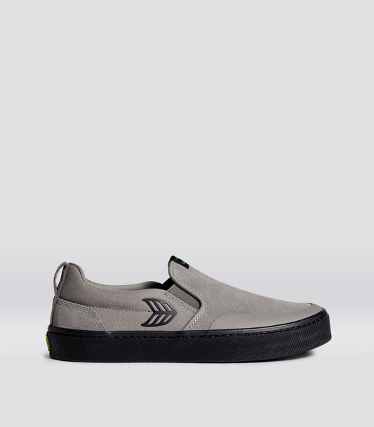 SLIP-ON PRO Charcoal Grey Suede and Canvas Black Logo Sneaker Men