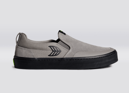 SLIP-ON PRO Charcoal Grey Suede and Canvas Black Logo Sneaker Men