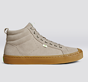 CARIUMA: Women's High Top Cloud Grey Suede Sneakers | OCA High